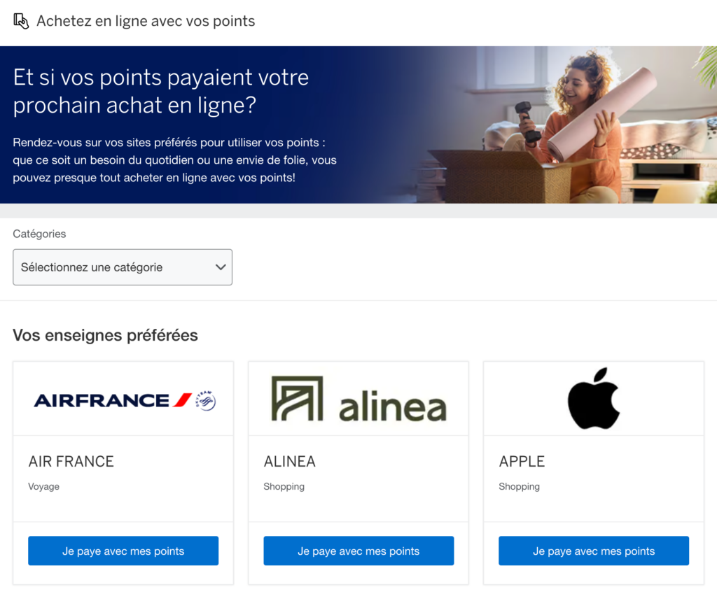 Achetez en ligne avec vos points American Express