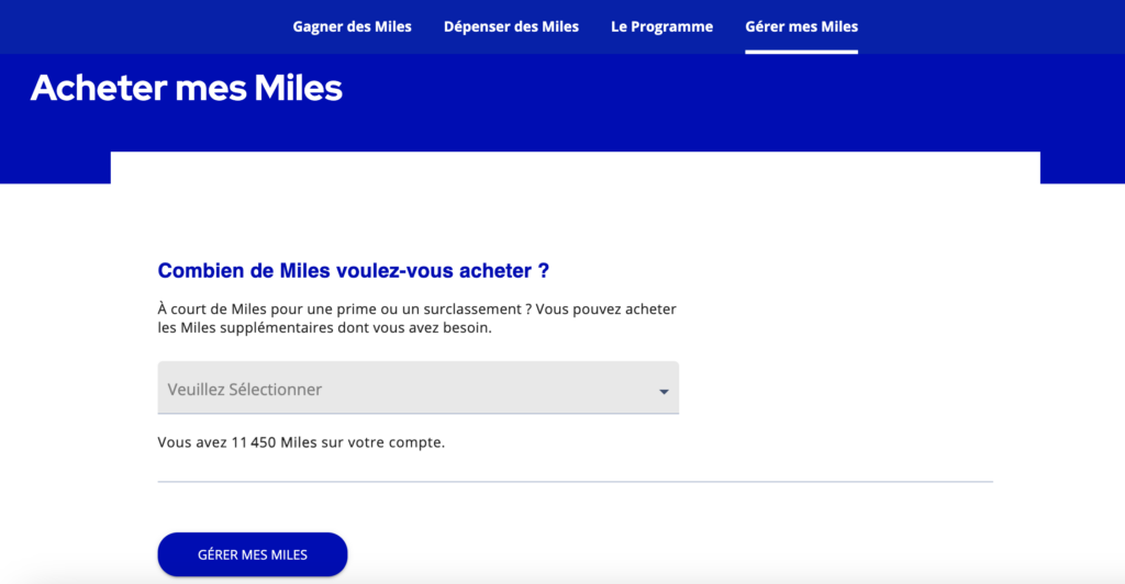 Acheter des Miles Flying Blue