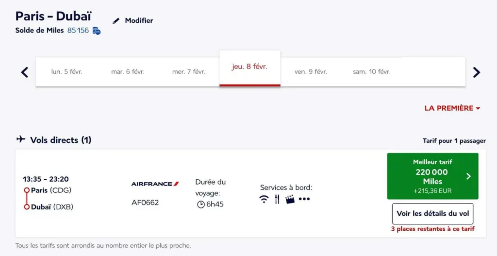 Un vol Paris-Dubaï en cabine La Première avec Air France pour 220 000 Miles Flying Blue