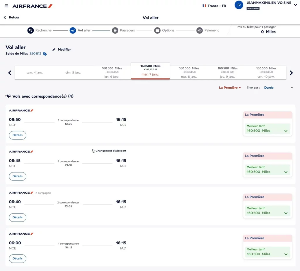AF La Première disponibilités CDG-IAD