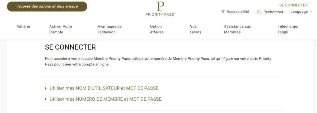 Compte Priority Pass