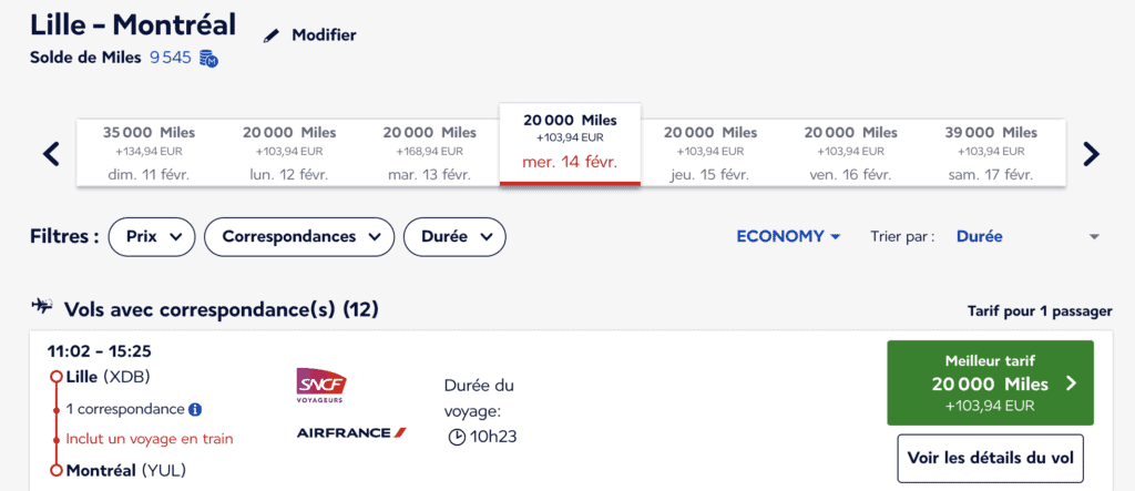 Lille Montreal Air France
