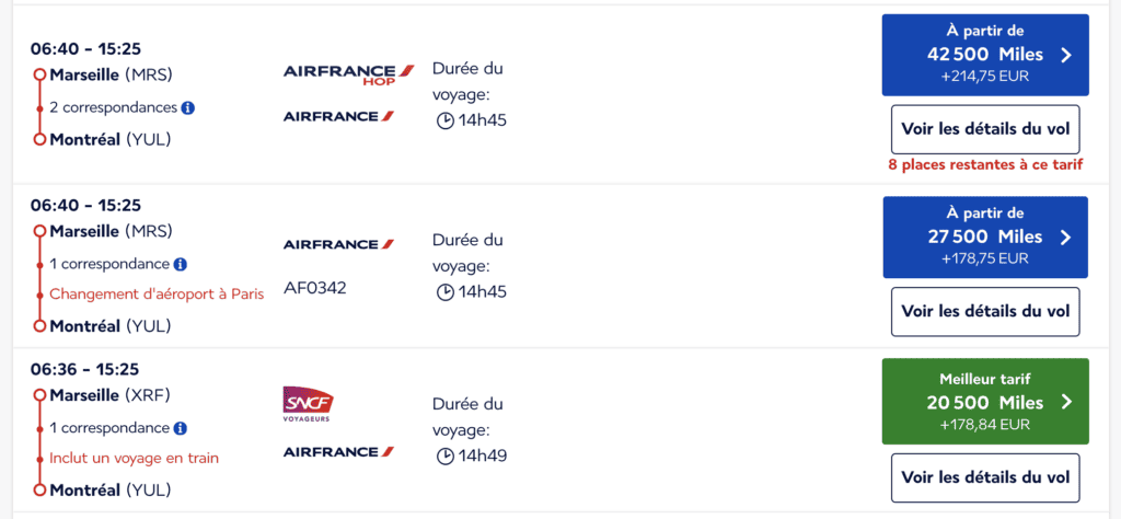 Marseille Montreal Air France Flying Blue