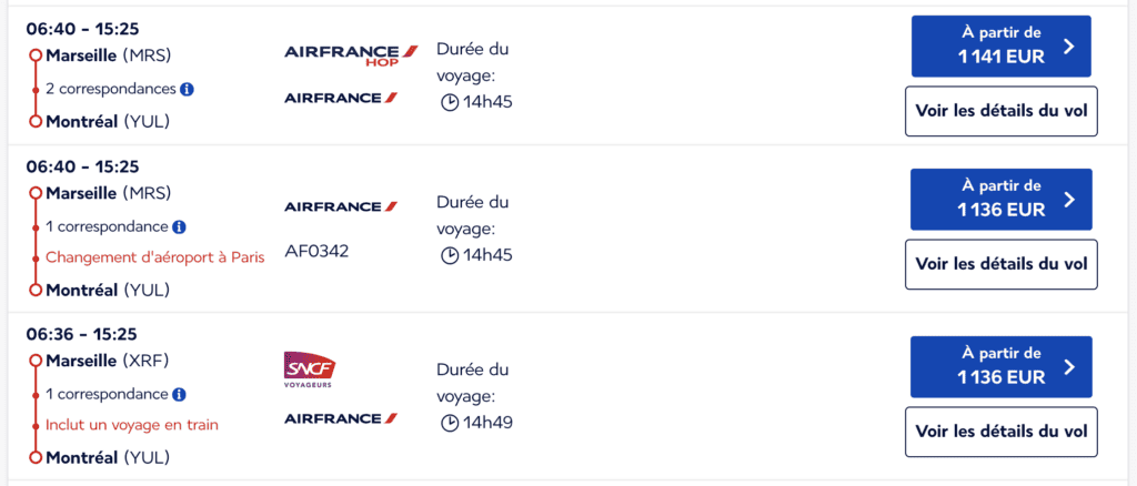 Marseille Montreal Air France