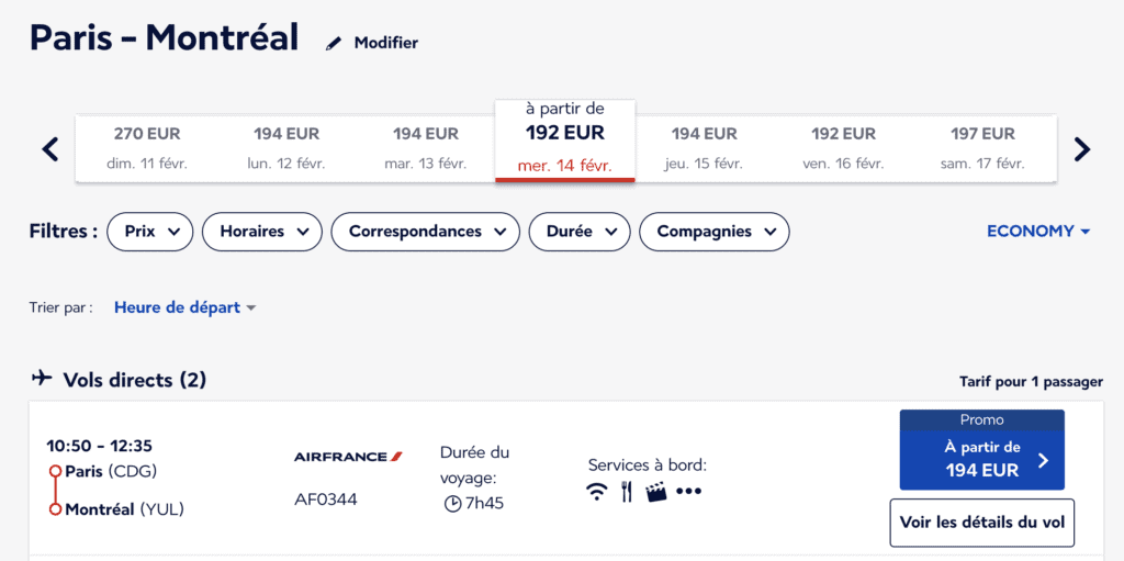 Paris Montreal Air France