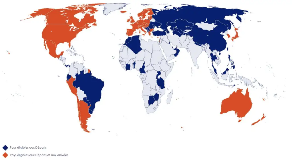 Pays éligibles aux contrôles PARAFE