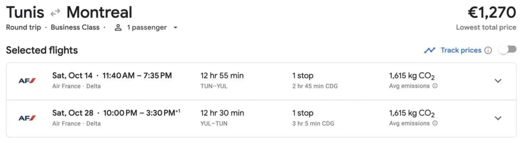 Flying Blue TUN-CDG