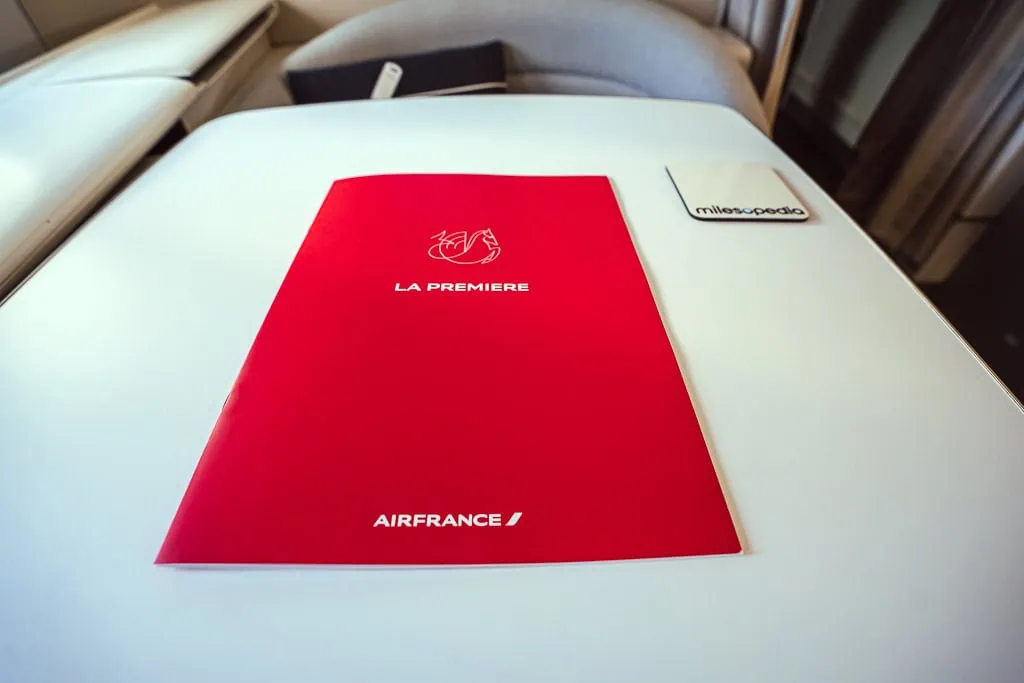 Menu Air France La Premiere