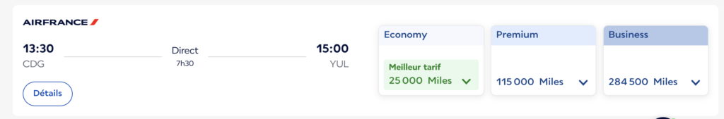 Billet Air France payable avec des Miles Flying Blue