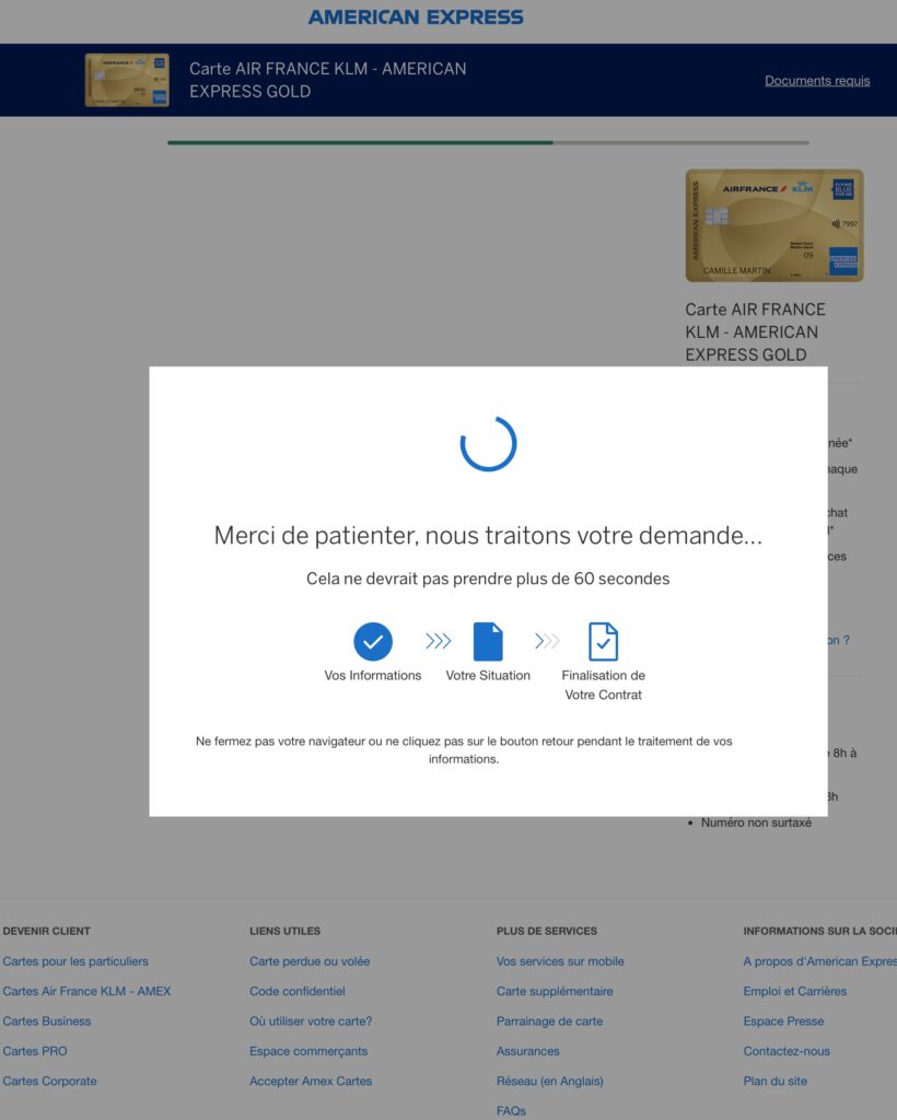 Amex France Demande Carte Finalisation Contrat