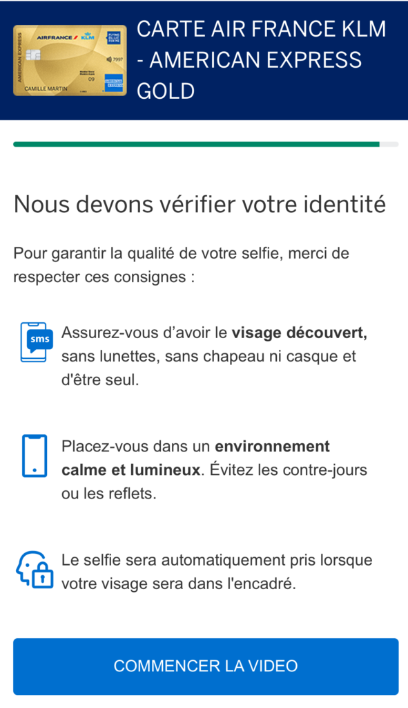 Amex France - Demande carte - Reconnaissance