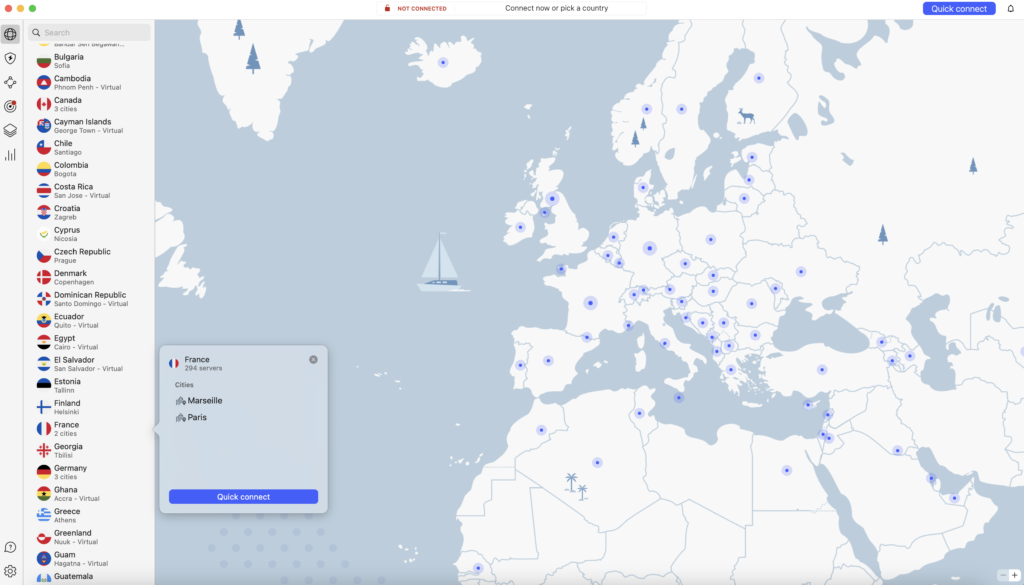 Localisation pays NordVPN
