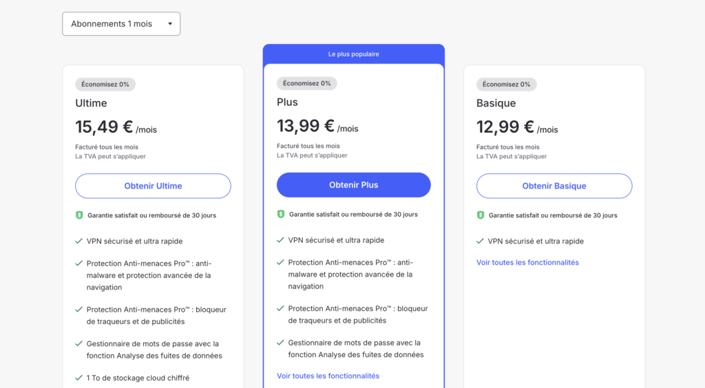 Tarifs NordVPN